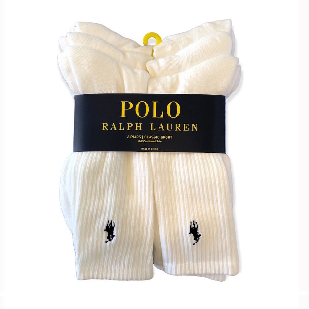 🆕 Polo Ralph Lauren Classic Sport Socks 6 Pack